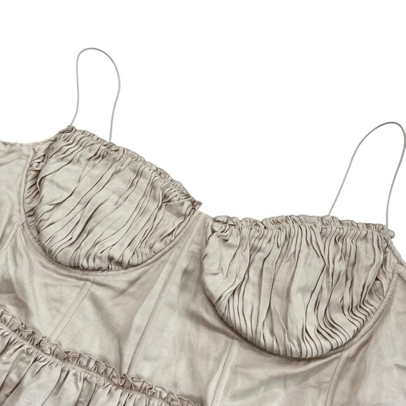 Brock Collection x H&M Organic Linen Pleated Peplum Corset Blouse Cream XXL NWT - Picture 5 of 11